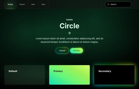 Circle Joomla template UI Elements in Black Green Style