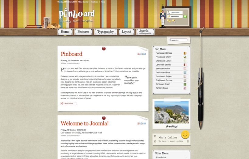 Pinboard Joomla Template