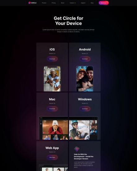 Circle Joomla template Downloads Layout