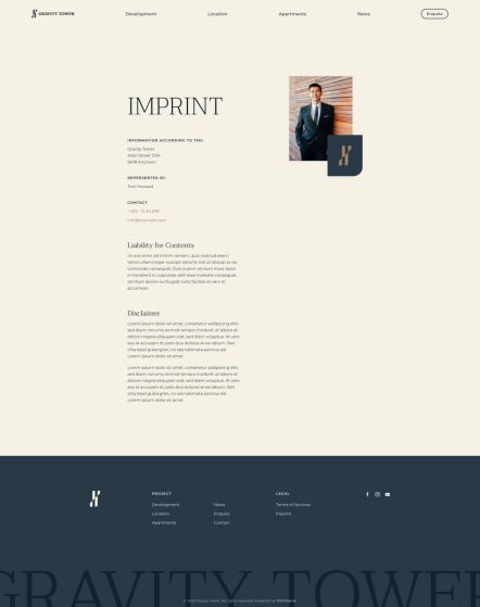 Gravity Tower Joomla template Imprint Layout
