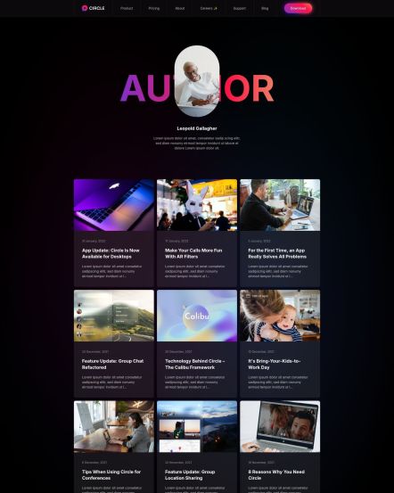 Circle Joomla template Author Index Layout