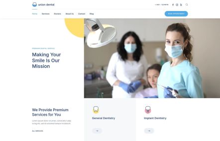 Union Dental Joomla template Home Page in Default Style