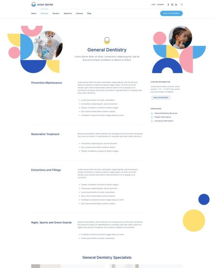 Union Dental Joomla template Service Post Layout