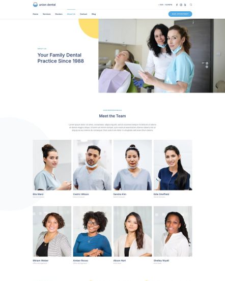 Union Dental Joomla template About Layout