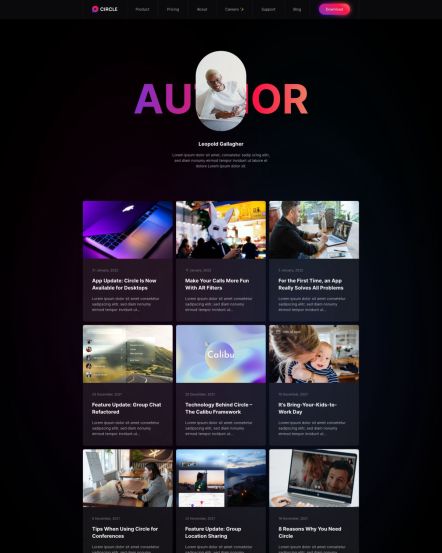 Circle Joomla template Author Index Layout