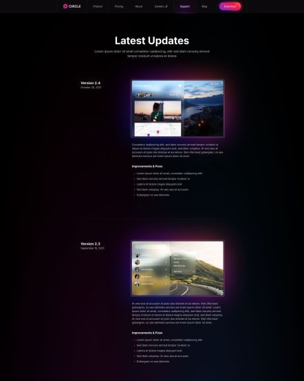 Circle Joomla template Updates Layout