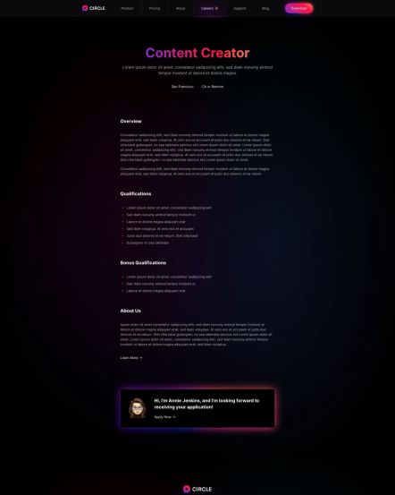 Circle Joomla template Job Description Layout