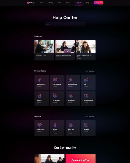 Circle Joomla template Support Layout