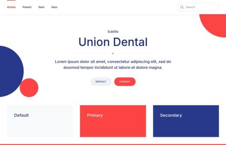 Union Dental Joomla template UI Elements in White Red Style