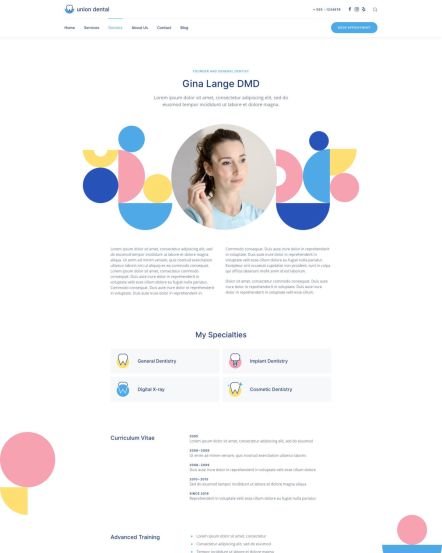 Union Dental Joomla template Doctor Post Layout