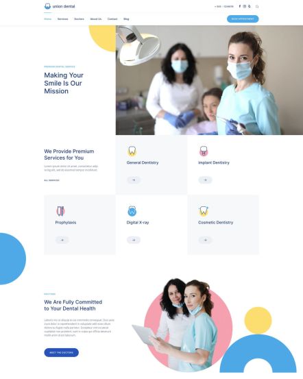 Union Dental Joomla template Home Layout