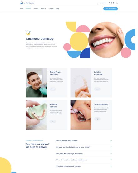 Union Dental Joomla template Service Category Layout