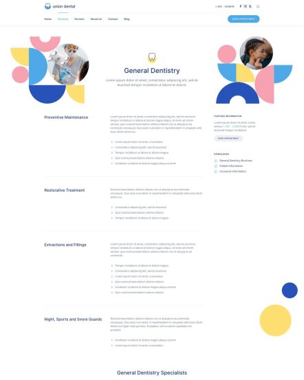 Union Dental Joomla template Service Post Layout