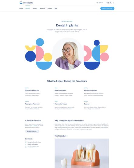 Union Dental Joomla template Service Post Layout