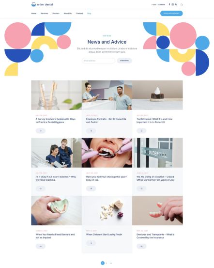 Union Dental Joomla template Post Index Layout