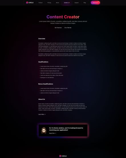 Circle Joomla template Job Description Layout