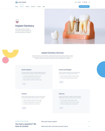 Union Dental Joomla template Service Category Layout