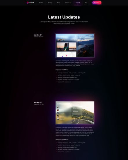 Circle Joomla template Updates Layout