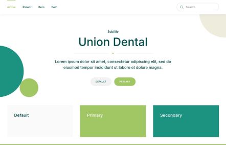 Union Dental Joomla template UI Elements in White Green Style