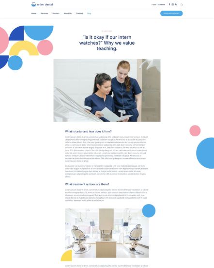 Union Dental Joomla template Post Layout