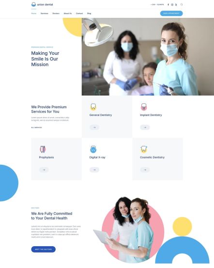 Union Dental Joomla template Home Layout