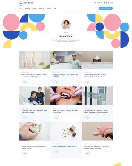 Union Dental Joomla template Author Index Layout