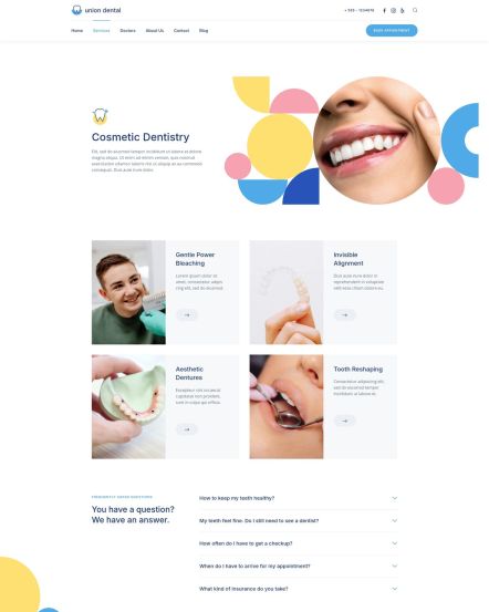 Union Dental Joomla template Service Category Layout