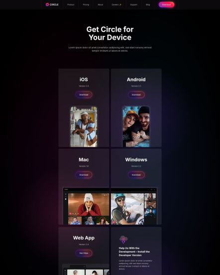 Circle Joomla template Downloads Layout