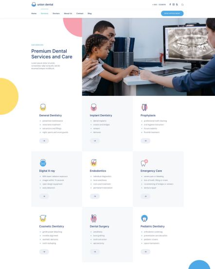 Union Dental Joomla template Services Layout