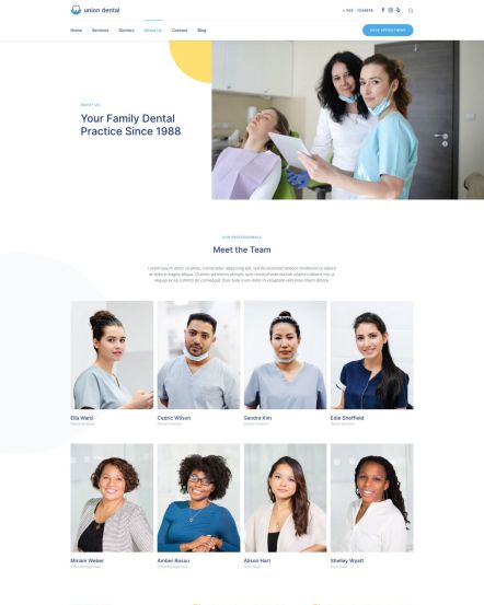 Union Dental Joomla template About Layout