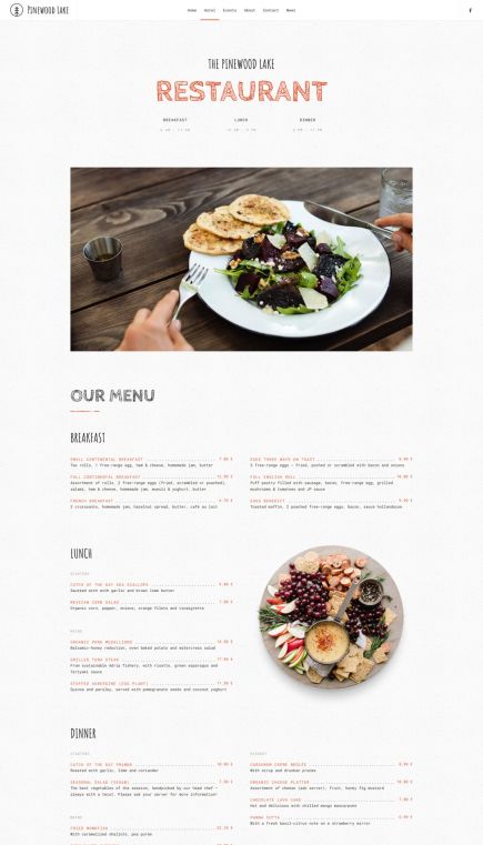 Pinewood Lake Joomla Template Price List Layout